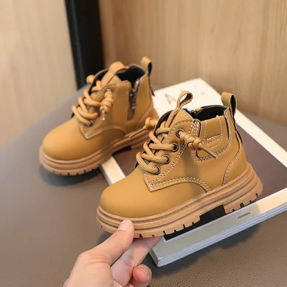 Children Warm Short Boots 2024 Winter Boys Thickened Leather Boots Girls Anti Slip Plush Cotton Shoes Kids Fashion Ankle Boots - Image 4
