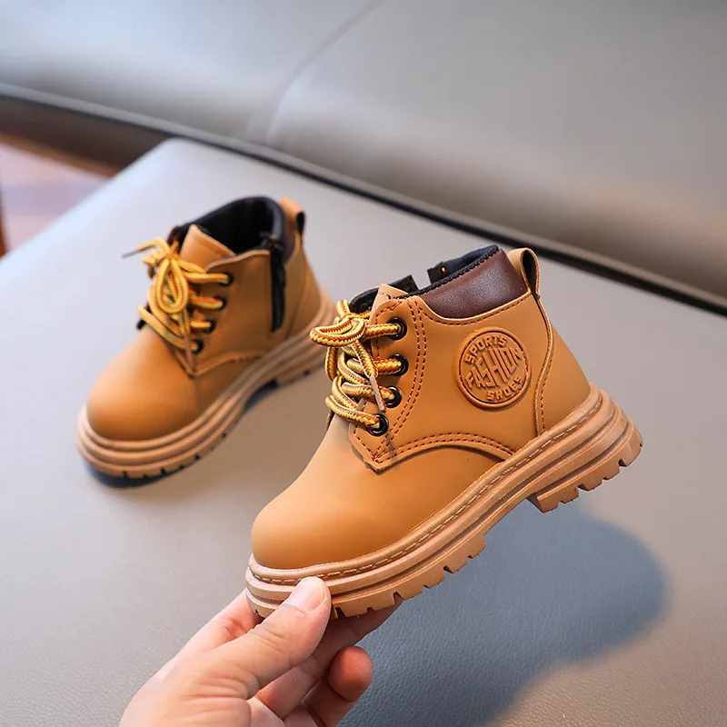Fashion Childrens Boots 2024 Girls Baby Boots Shoes Boys Casual Little Yellow Short Boots Autumn Winter Kids Warm Shoes
