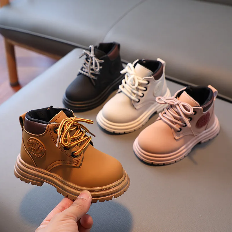 Fashion Childrens Boots 2024 Girls Baby Boots Shoes Boys Casual Little Yellow Short Boots Autumn Winter Kids Warm Shoes