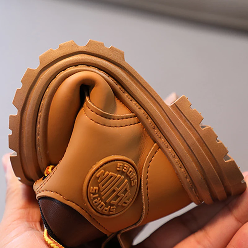 Fashion Childrens Boots 2024 Girls Baby Boots Shoes Boys Casual Little Yellow Short Boots Autumn Winter Kids Warm Shoes