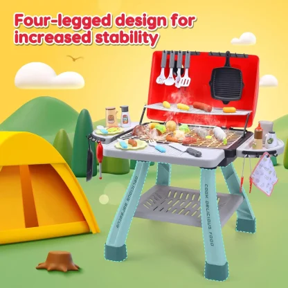 CUTE STONE Children's BBQ Grill Toy, Kitchen Playset, Realistic Smoke BBQ Grill Playset with Toy Kitchen Accessories. - Image 2