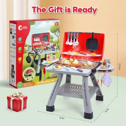 CUTE STONE Children's BBQ Grill Toy, Kitchen Playset, Realistic Smoke BBQ Grill Playset with Toy Kitchen Accessories. - Image 6