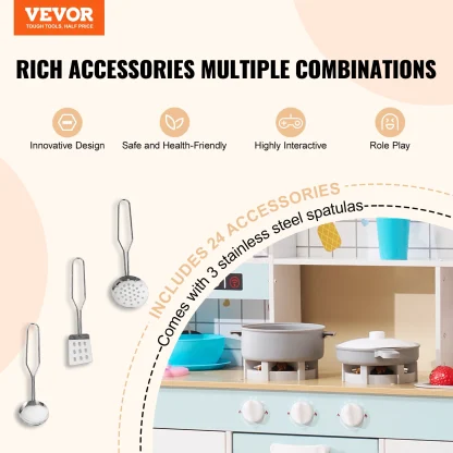 VEVOR Kitchen Counter Play Set DIY Simulated Cooking Food Tableware Play House with Sound Pretend Game Toy Gift Kid Boy Children - Image 2