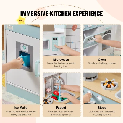 VEVOR Kitchen Counter Play Set DIY Simulated Cooking Food Tableware Play House with Sound Pretend Game Toy Gift Kid Boy Children - Image 5