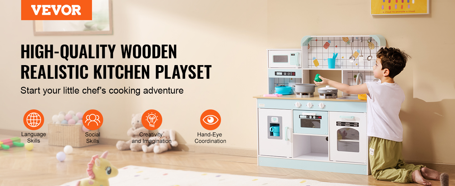 VEVOR Kitchen Counter Play Set DIY Simulated Cooking Food Tableware Play House with Sound Pretend Game Toy Gift Kid Boy Children VEVOR Kitchen Counter Play Set DIY Simulated Cooking Food Tableware Play House with Sound Pretend Game Toy Gift Kid Boy Children