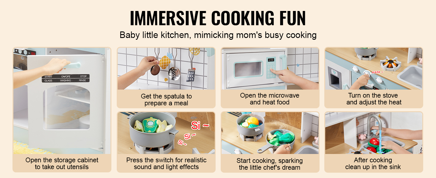 VEVOR Kitchen Counter Play Set DIY Simulated Cooking Food Tableware Play House with Sound Pretend Game Toy Gift Kid Boy Children VEVOR Kitchen Counter Play Set DIY Simulated Cooking Food Tableware Play House with Sound Pretend Game Toy Gift Kid Boy Children