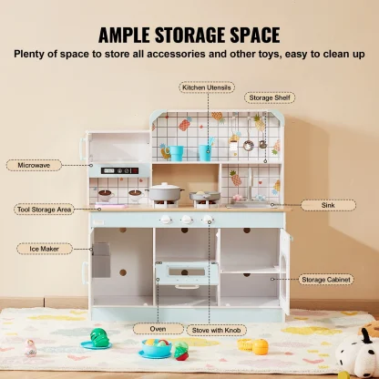 VEVOR Kitchen Counter Play Set DIY Simulated Cooking Food Tableware Play House with Sound Pretend Game Toy Gift Kid Boy Children - Image 6