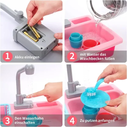 Cute Stone Sink Toy ， Upgraded Faucet, Kitchen Playset, Pool Floats, Kids Dishwasher Roleplay. - Image 3