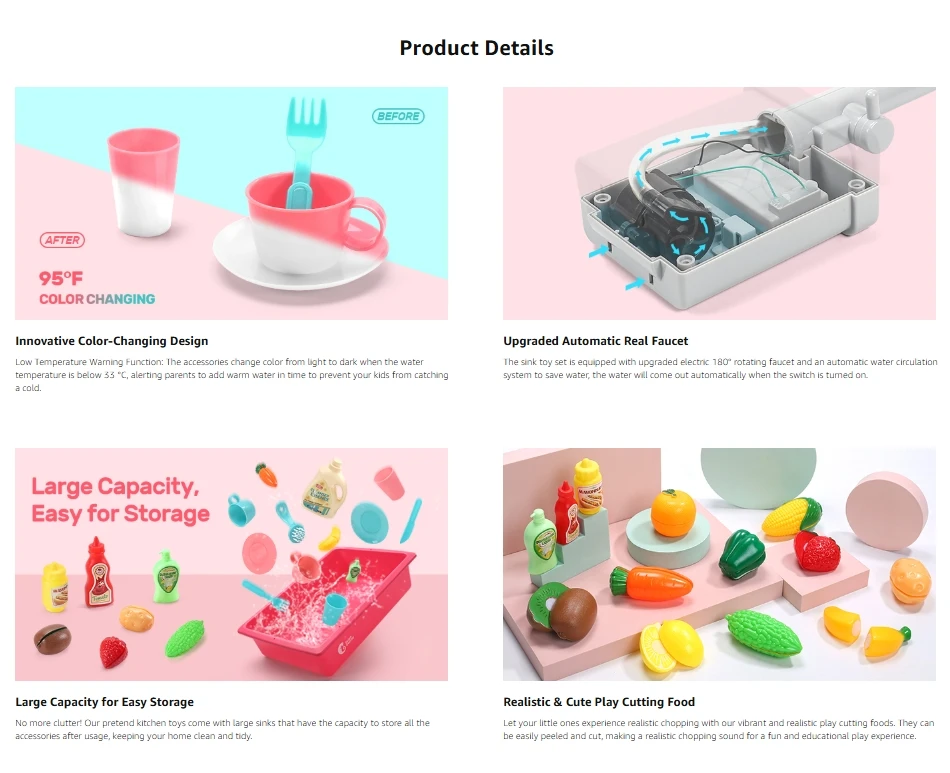 Cute Stone Sink Toy ， Upgraded Faucet, Kitchen Playset, Pool Floats, Kids Dishwasher Roleplay.