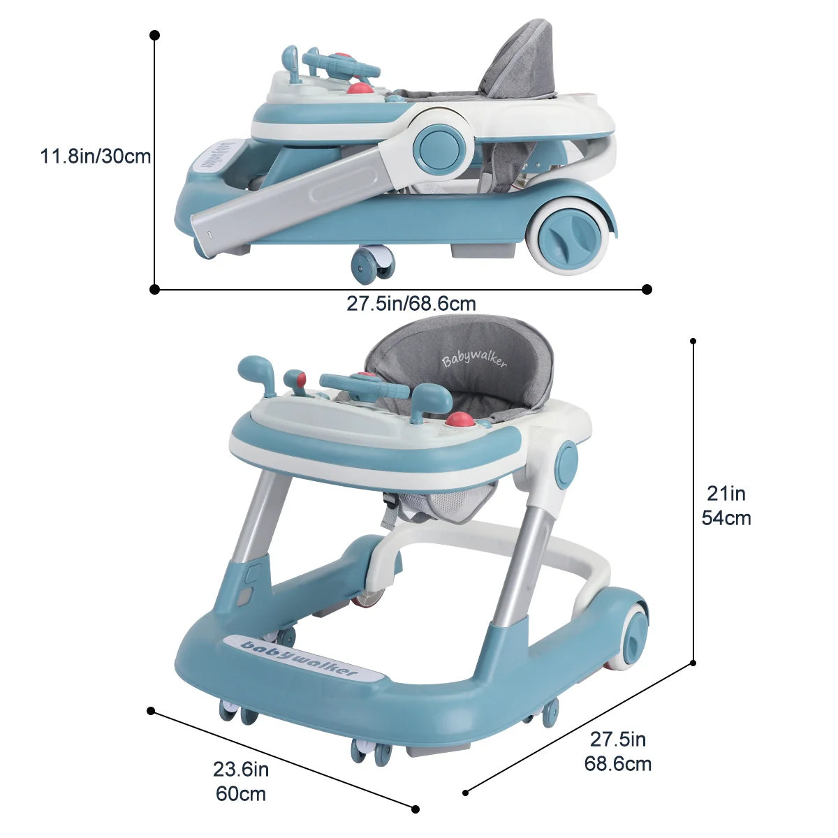 Foldable Baby Activity Walker, Push Walker with Removable Feeding Tray and Music Tray for 6-18 Months baby Foldable Baby Activity Walker, Push Walker with Removable Feeding Tray and Music Tray for 6-18 Months baby