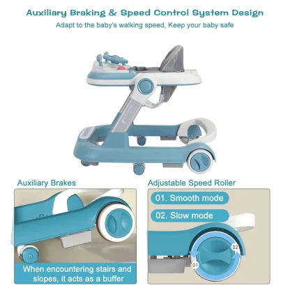 Foldable Baby Activity Walker, Push Walker with Removable Feeding Tray and Music Tray for 6-18 Months baby - Image 5
