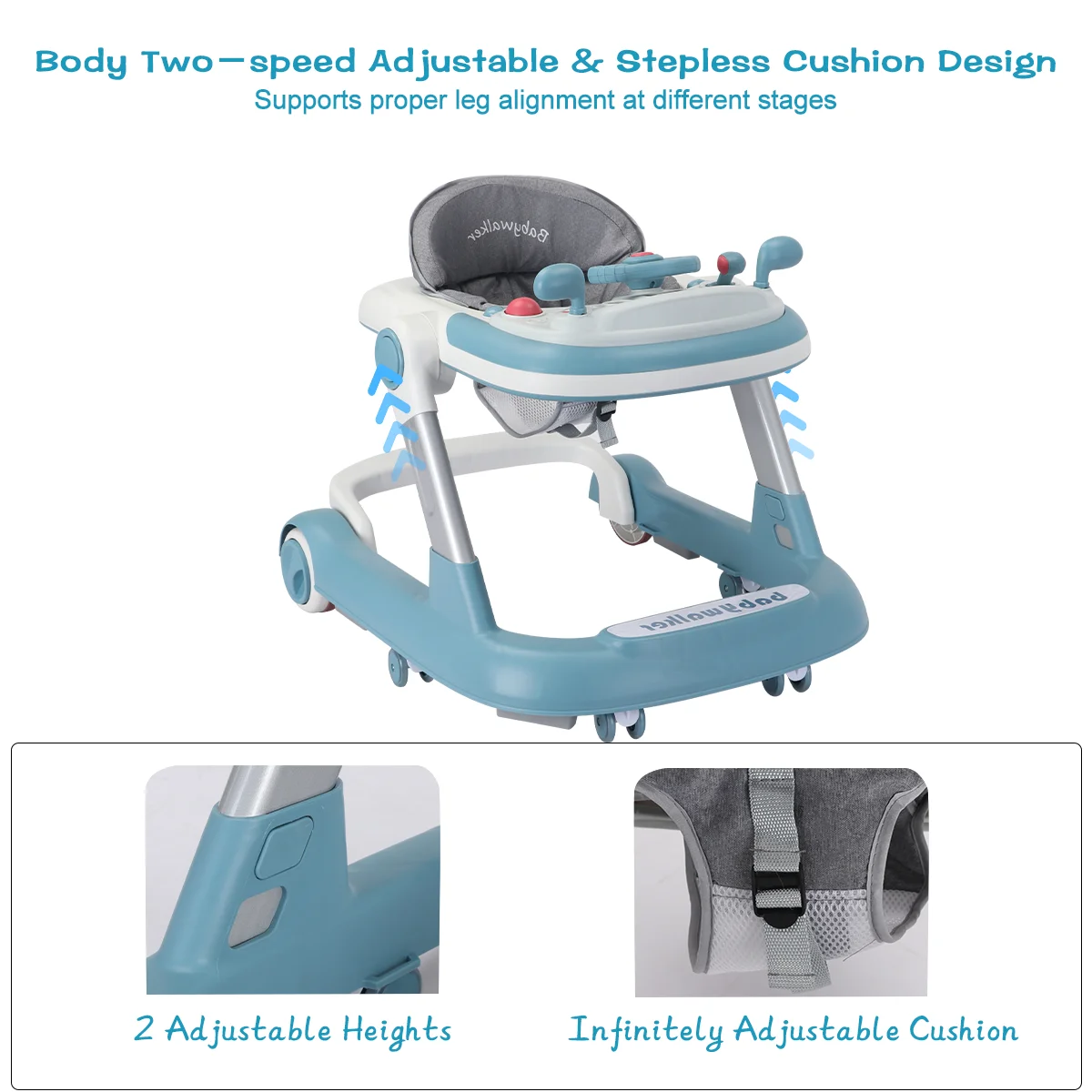 Foldable Baby Activity Walker, Push Walker with Removable Feeding Tray and Music Tray for 6-18 Months baby Foldable Baby Activity Walker, Push Walker with Removable Feeding Tray and Music Tray for 6-18 Months baby