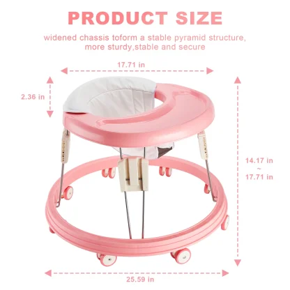 Baby Walker, Foldable Multi-Function Anti-Rollover Walker with Brake Design, 5 Level Height Adjustable, Baby Walkers - Image 5
