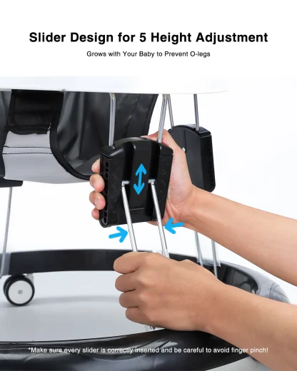 UBRAVOO Baby Walker Round Adjustable with Universal Wheels, 9 Adjustable Height Folding & Compact ,6-18 Months Toddler ,ZM01 - Image 4