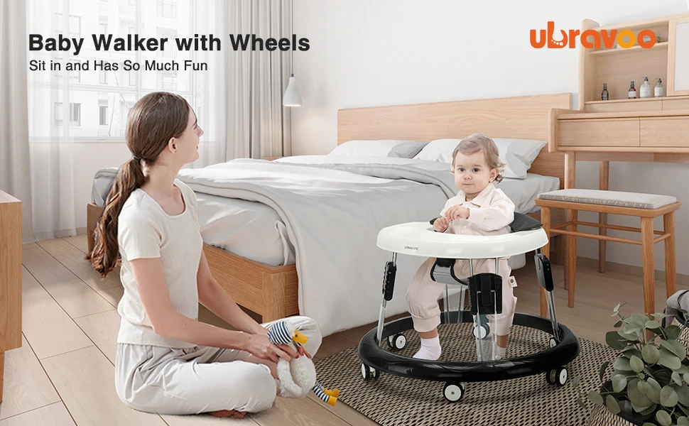 UBRAVOO Baby Walker Round Adjustable with Universal Wheels, 9 Adjustable Height Folding & Compact ,6-18 Months Toddler ,ZM01 UBRAVOO Baby Walker Round Adjustable with Universal Wheels, 9 Adjustable Height Folding & Compact ,6-18 Months Toddler ,ZM01