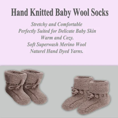 Hand Knitted Baby Wool Bootie Socks for Newborn and 0 to 12 Month Babies 1 Pair - Image 6