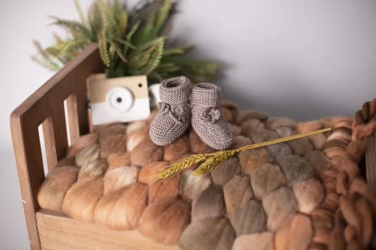 Hand Knitted Baby Wool Bootie Socks for Newborn and 0 to 12 Month Babies 1 Pair - Image 2