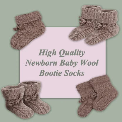 Hand Knitted Baby Wool Bootie Socks for Newborn and 0 to 12 Month Babies 1 Pair - Image 5