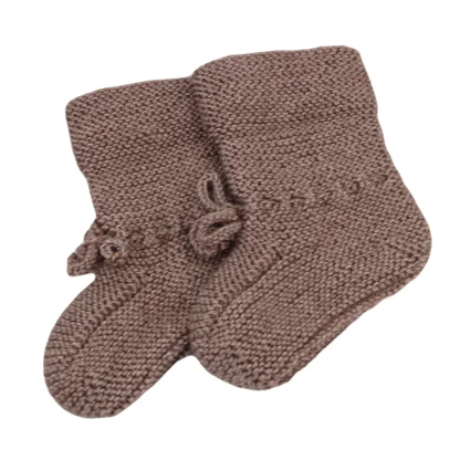 Hand Knitted Baby Wool Bootie Socks for Newborn and 0 to 12 Month Babies 1 Pair - Image 3