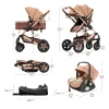 3 in 1 Baby Stroller,Baby Travel System,Baby Carriage 3in1 with Isofix Base,Foldable Newborn Pram,Reversible Standard Stroller - Image 5