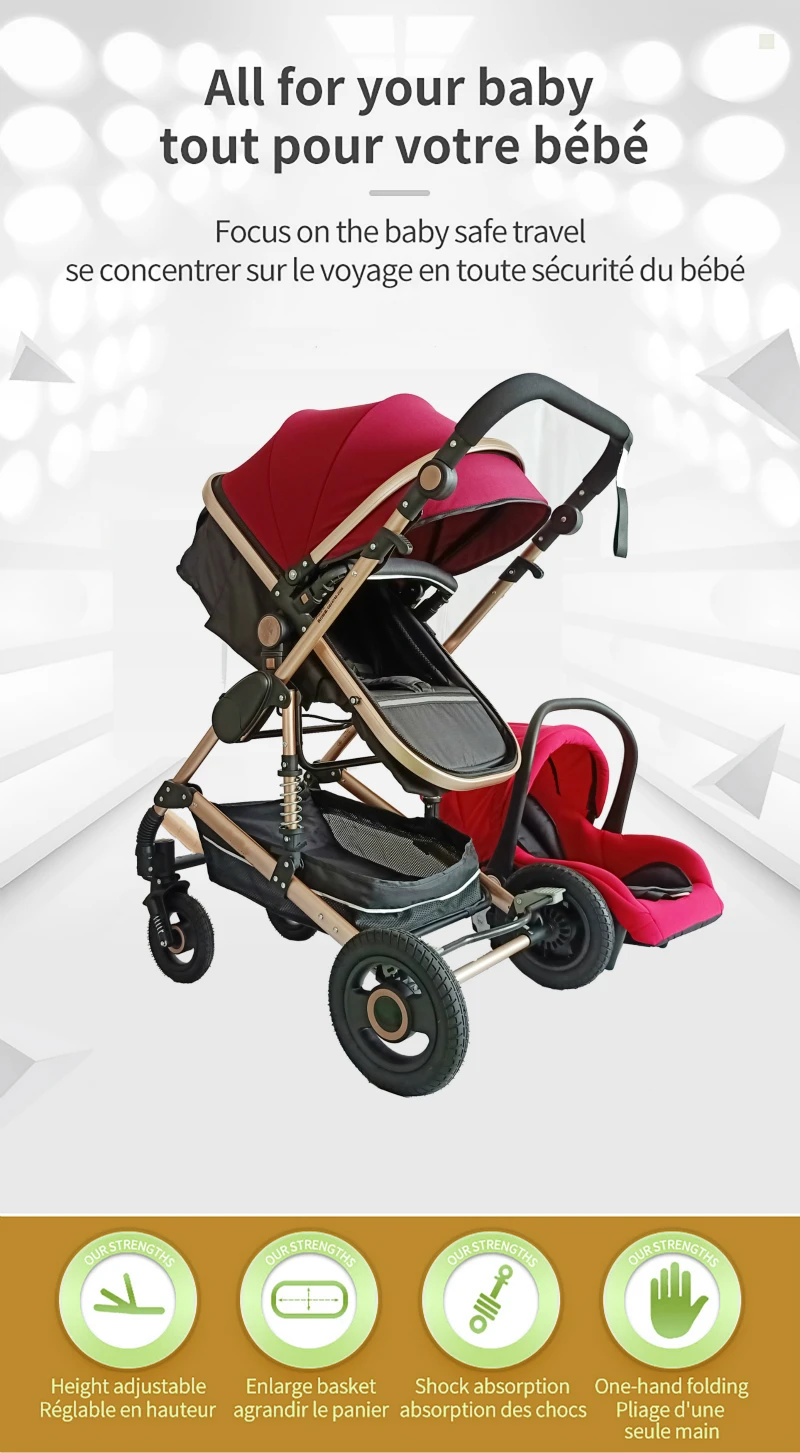 High Landscape Baby Stroller 3 in 1 With Car Seat Pink Stroller Luxury Travel Pram Car seat and Stroller Baby Carrier Pushchair High Landscape Baby Stroller 3 in 1 With Car Seat Pink Stroller Luxury Travel Pram Car seat and Stroller Baby Carrier Pushchair