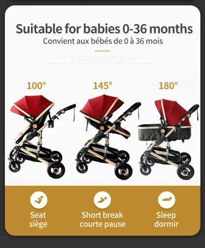 High Landscape Baby Stroller 3 in 1 With Car Seat Pink Stroller Luxury Travel Pram Car seat and Stroller Baby Carrier Pushchair - Image 3