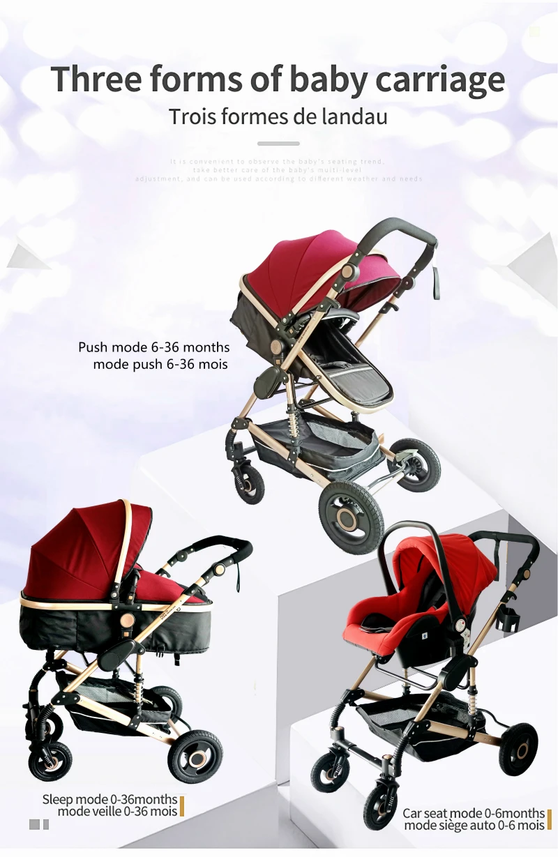 High Landscape Baby Stroller 3 in 1 With Car Seat Pink Stroller Luxury Travel Pram Car seat and Stroller Baby Carrier Pushchair High Landscape Baby Stroller 3 in 1 With Car Seat Pink Stroller Luxury Travel Pram Car seat and Stroller Baby Carrier Pushchair