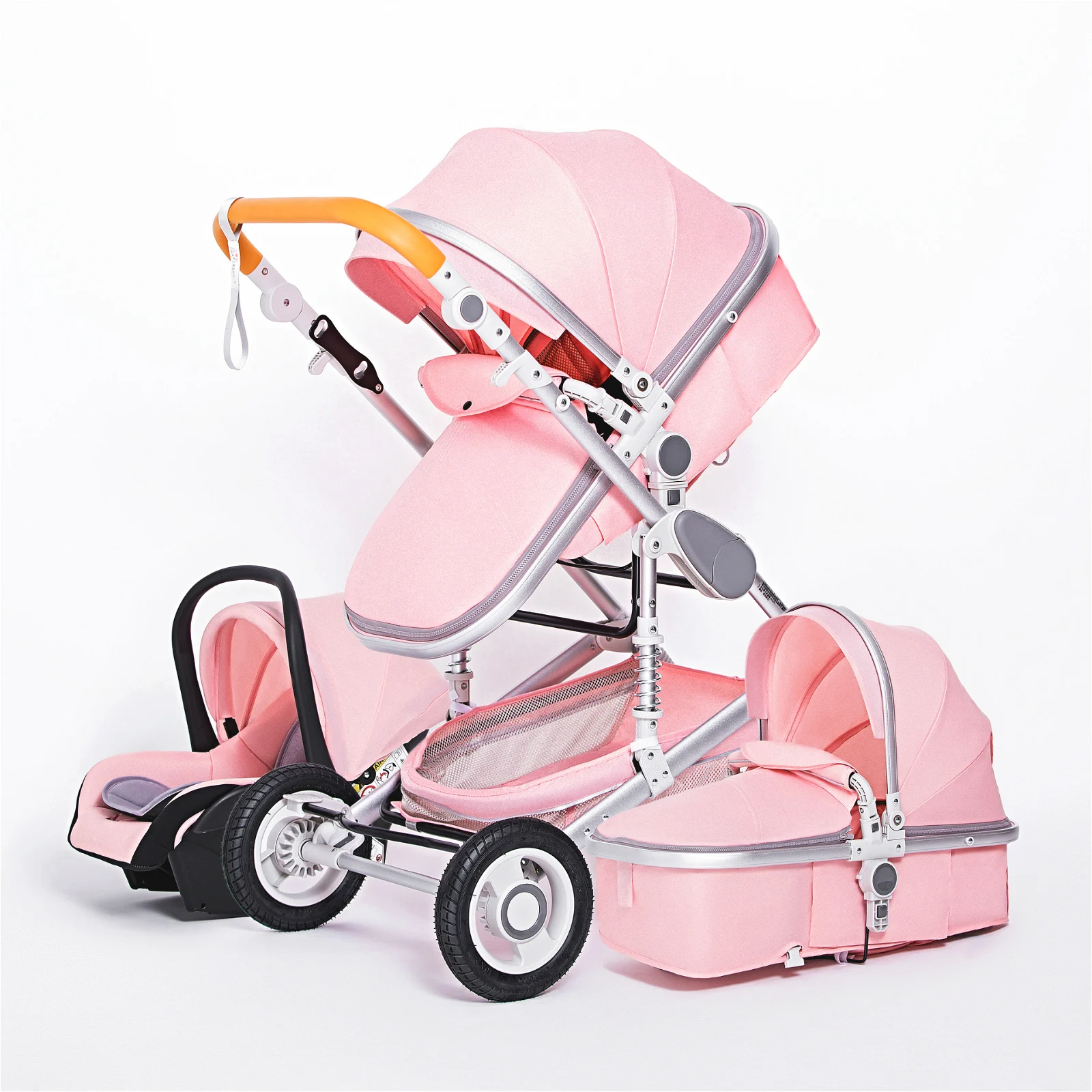High Landscape Baby Stroller 3 in 1 With Car Seat Pink Stroller Luxury Travel Pram Car seat and Stroller Baby Carrier Pushchair High Landscape Baby Stroller 3 in 1 With Car Seat Pink Stroller Luxury Travel Pram Car seat and Stroller Baby Carrier Pushchair