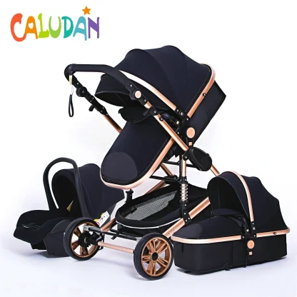High Landscape Baby Stroller 3 in 1 With Car Seat Pink Stroller Luxury Travel Pram Car seat and Stroller Baby Carrier Pushchair - Image 5