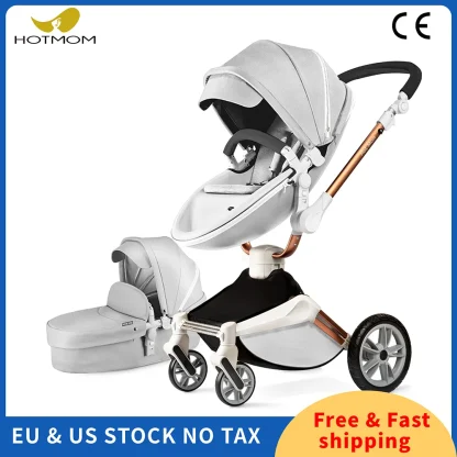 Hot Mom Baby Stroller 3 in 1 Travel System， 360° Rotation High Landscape Stroller, Large Wheels, Suitable For Various Terrains,F