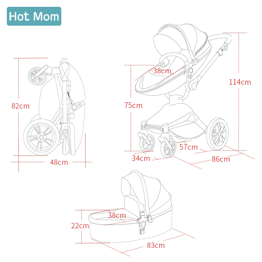 Hot Mom Baby Stroller 3 in 1 Travel System, 360° Rotation High Landscape Stroller, Large Wheels, Suitable For Various Terrains,F Hot Mom Baby Stroller 3 in 1 Travel System, 360° Rotation High Landscape Stroller, Large Wheels, Suitable For Various Terrains,F