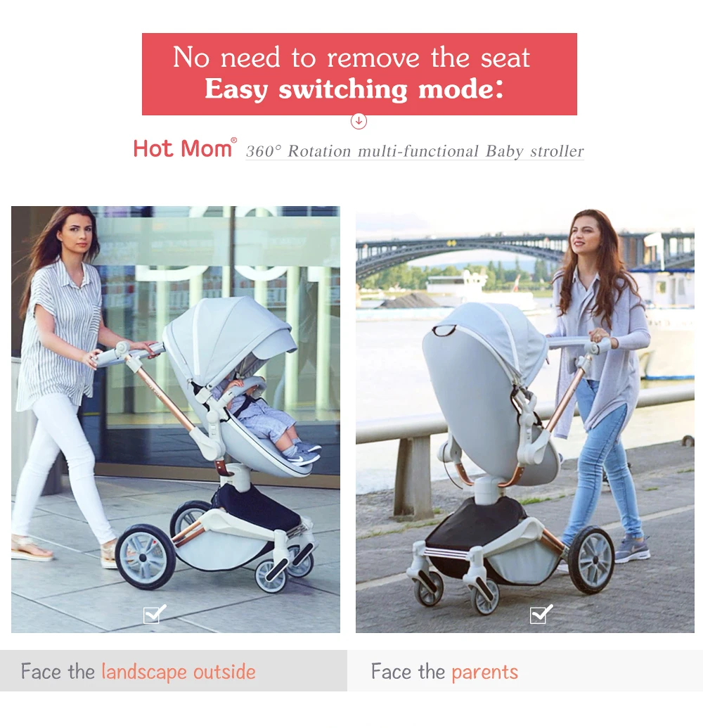 Hot Mom Baby Stroller 3 in 1 Travel System, 360° Rotation High Landscape Stroller, Large Wheels, Suitable For Various Terrains,F Hot Mom Baby Stroller 3 in 1 Travel System, 360° Rotation High Landscape Stroller, Large Wheels, Suitable For Various Terrains,F
