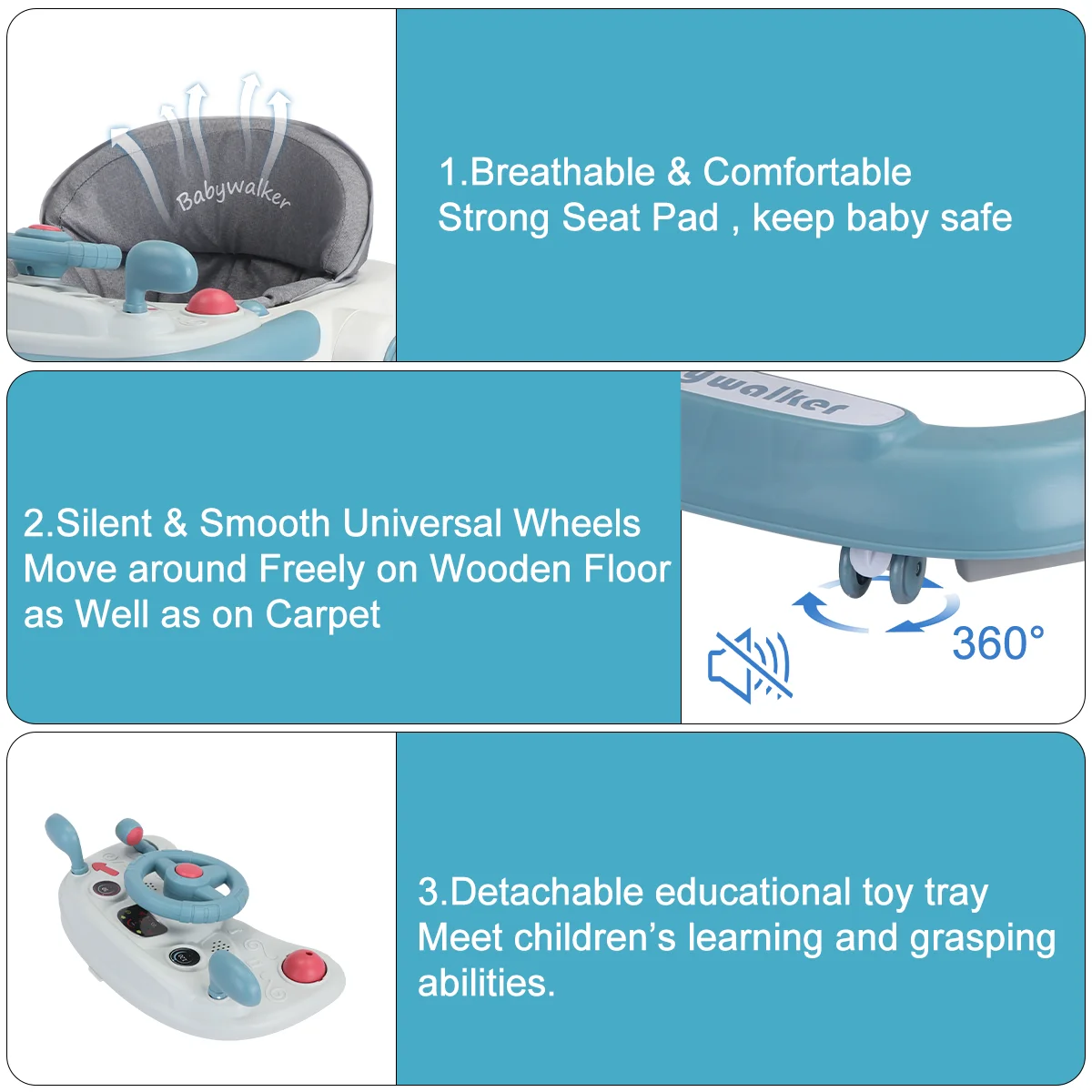 UBRAVOO Push Walker with Detachable Feeding and Music Trays, Foldable Learning Toy for Infants and Toddlers, 2 In 1 Walker UBRAVOO Push Walker with Detachable Feeding and Music Trays, Foldable Learning Toy for Infants and Toddlers, 2 In 1 Walker
