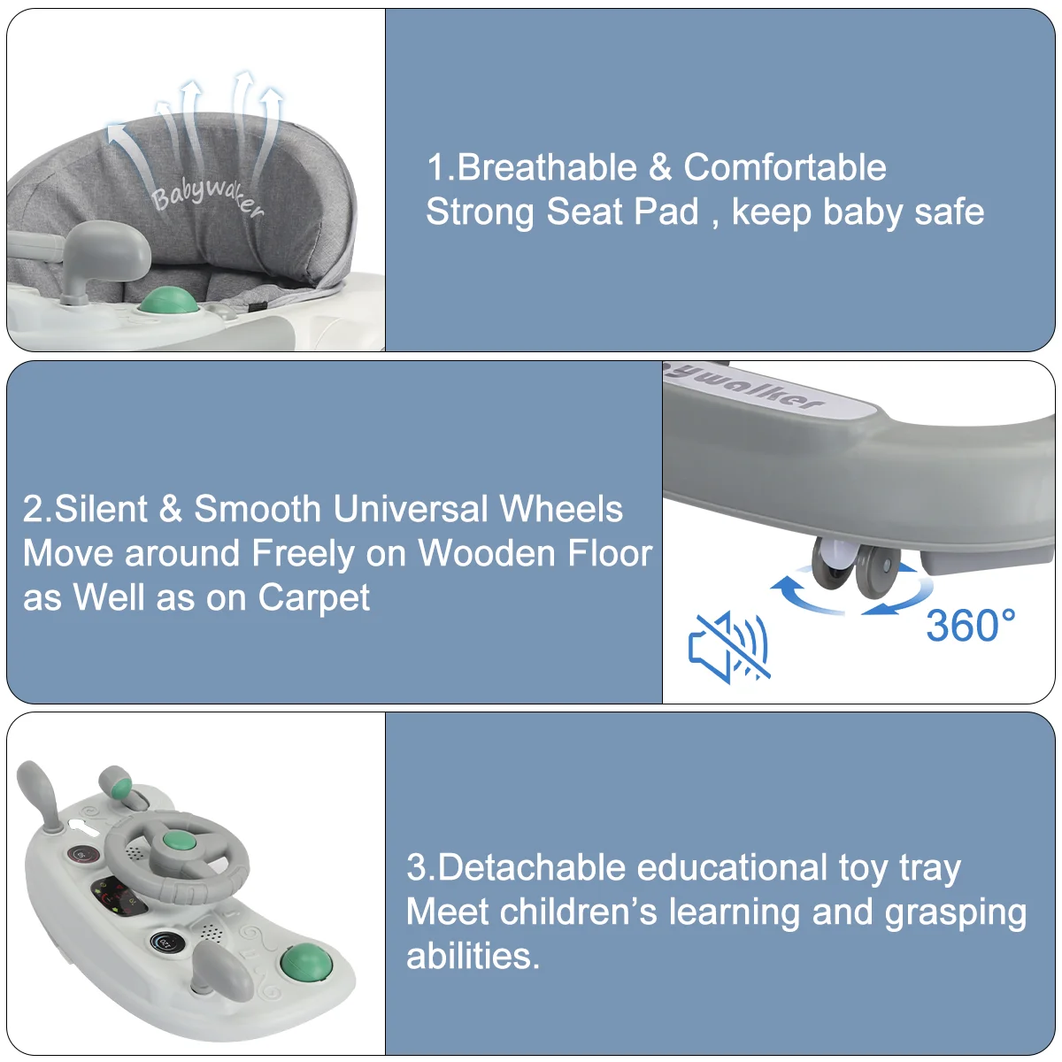 UBRAVOO Push Walker with Detachable Feeding and Music Trays, Foldable Learning Toy for Infants and Toddlers, 2 In 1 Walker UBRAVOO Push Walker with Detachable Feeding and Music Trays, Foldable Learning Toy for Infants and Toddlers, 2 In 1 Walker