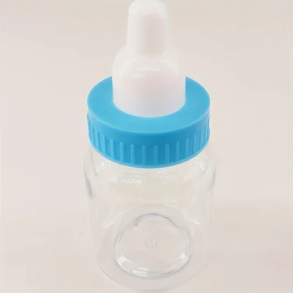 12 Pcs Blue Mini Baby Bottle Fillable for Girl Boy Birthday Party Favor Gift - for Newborn Baby Baptism and Baby Shower D