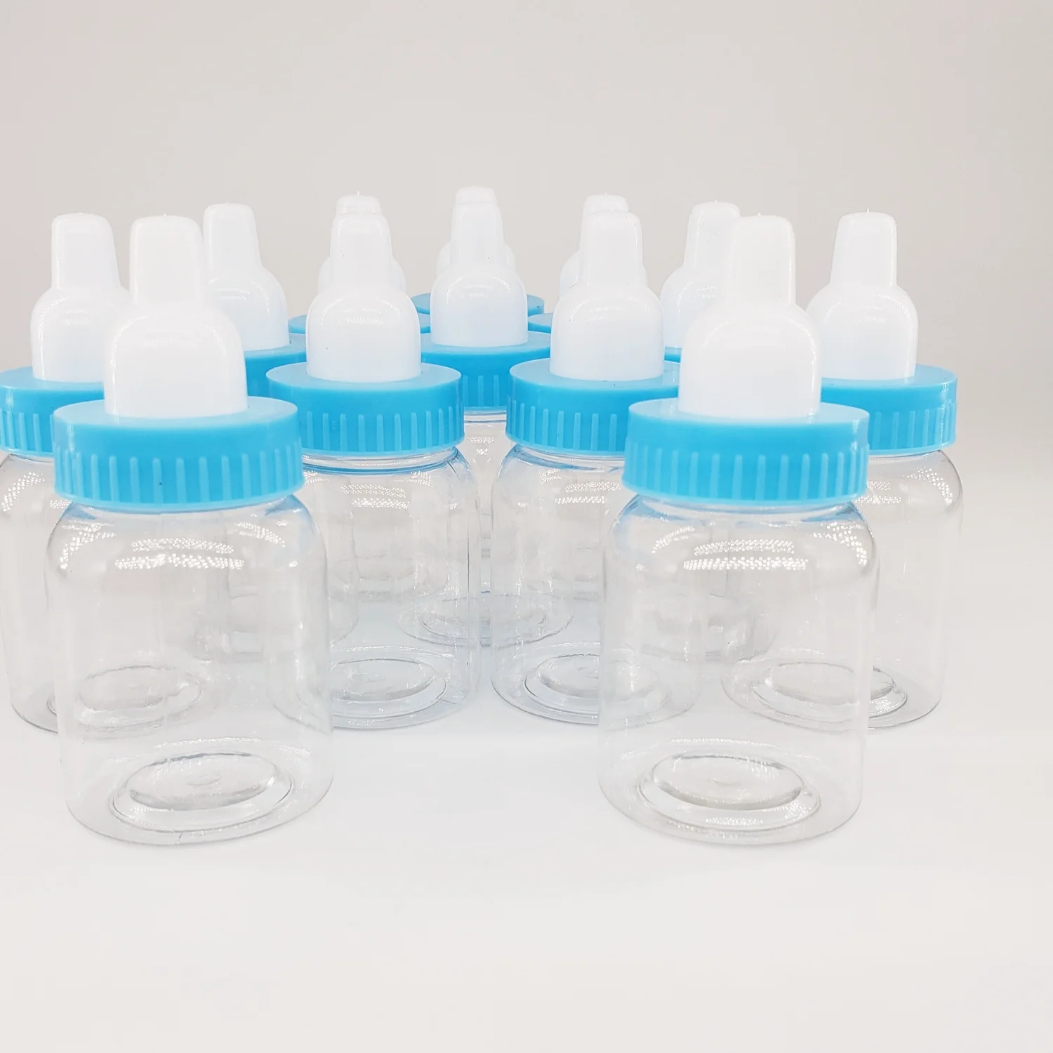 12 Pcs Blue Mini Baby Bottle Fillable for Girl Boy Birthday Party Favor Gift - for Newborn Baby Baptism and Baby Shower D
