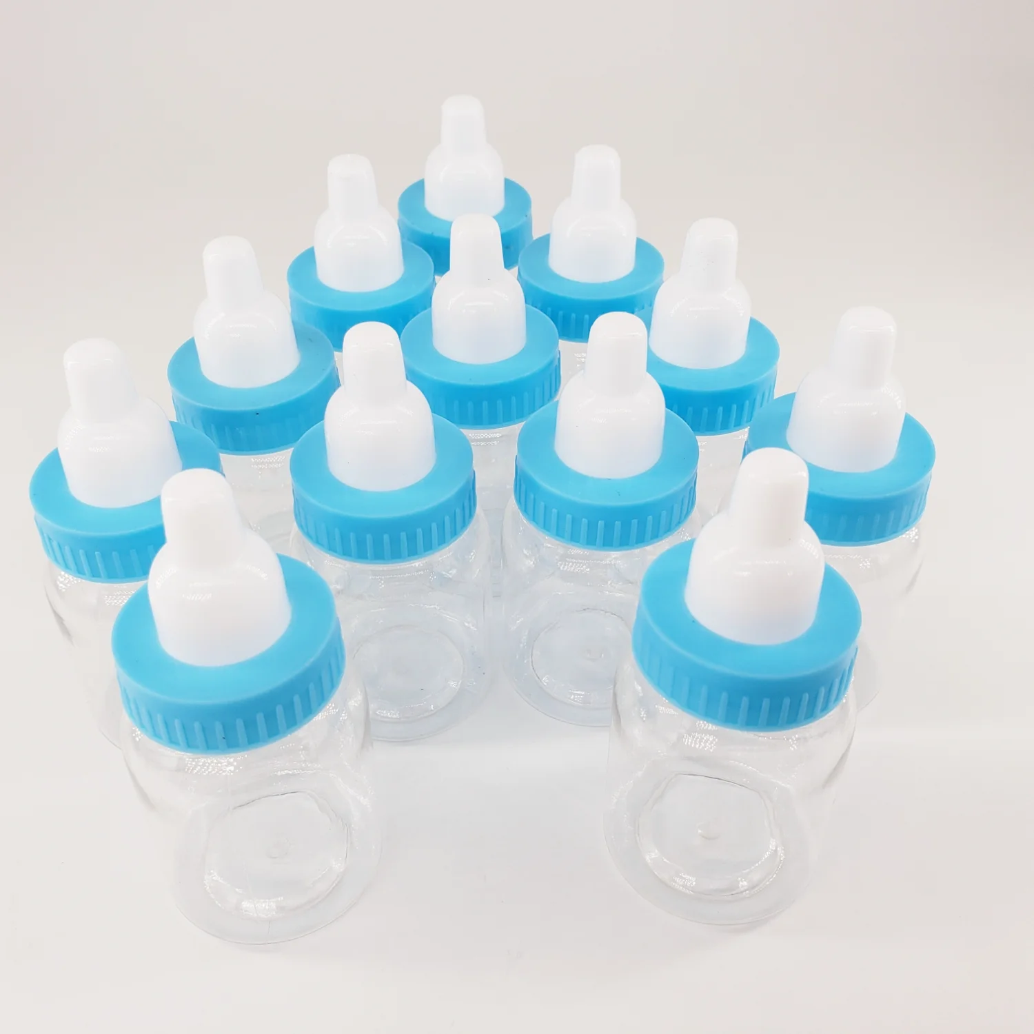12 Pcs Blue Mini Baby Bottle Fillable for Girl Boy Birthday Party Favor Gift - for Newborn Baby Baptism and Baby Shower D