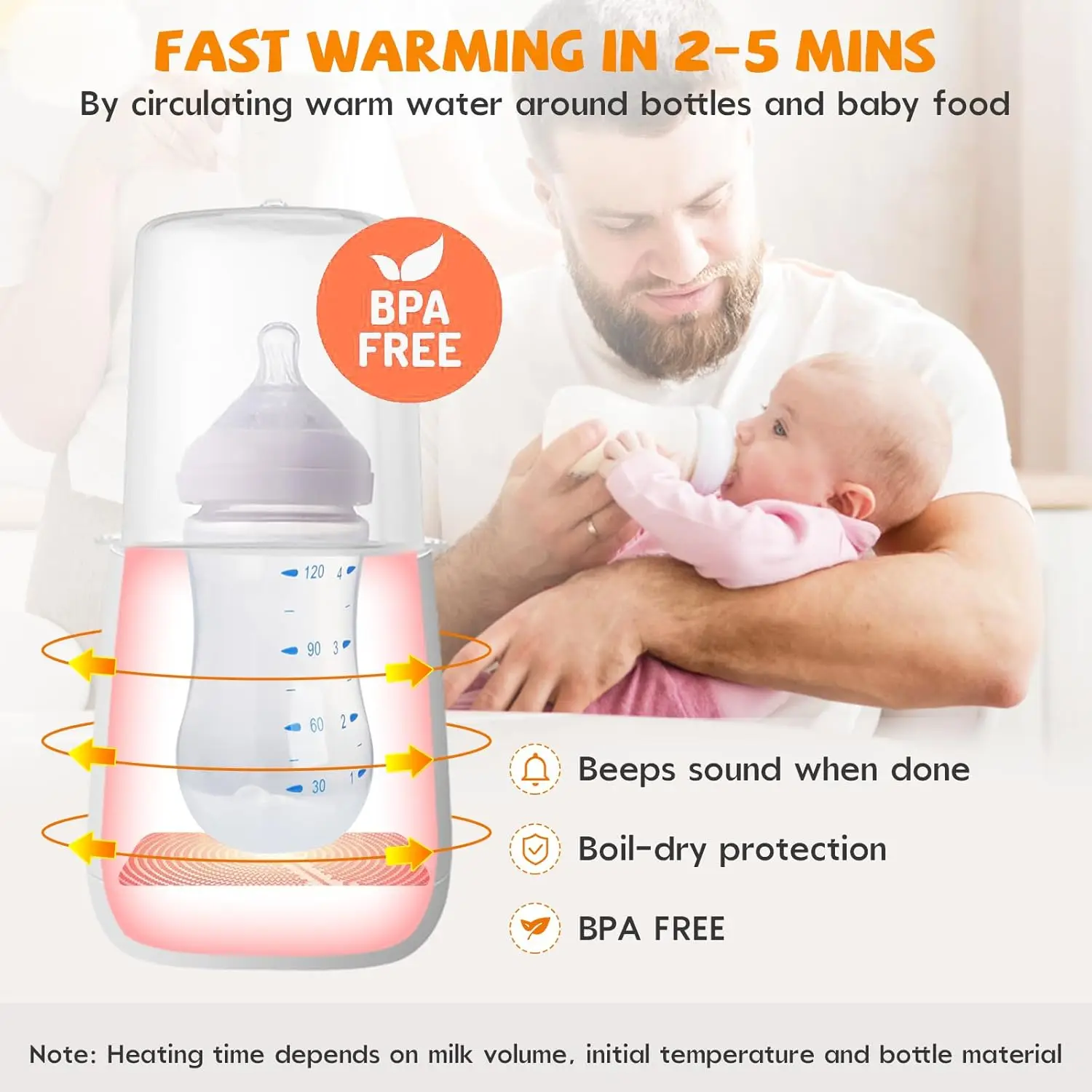 Baby Bottle Warmer Milk Bottle Sterilizer Breast Milk Warmer Accurate Temperature Control LCDDisplay Baby Bottle Heater BPA-Free