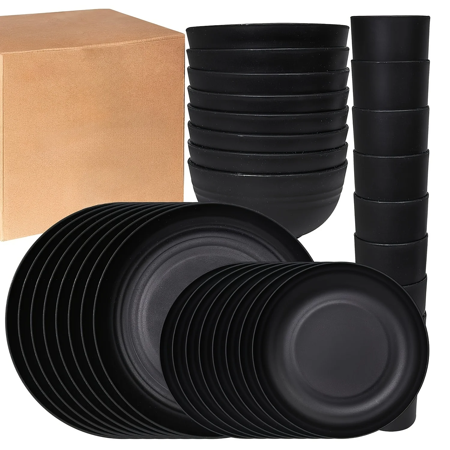 Dinnerware Set 32-Piece, Novelty Rectangle-Shaped Plates, Bowls, and Cups for Family Dinners, Eco-Friendly and Dishwasher Safe Dinnerware Set 32-Piece, Novelty Rectangle-Shaped Plates, Bowls, and Cups for Family Dinners, Eco-Friendly and Dishwasher Safe